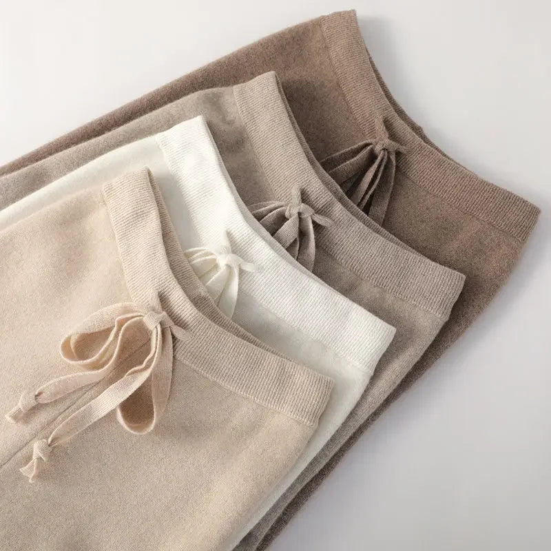 Stretch Cotton Blend Wide-Leg Pants