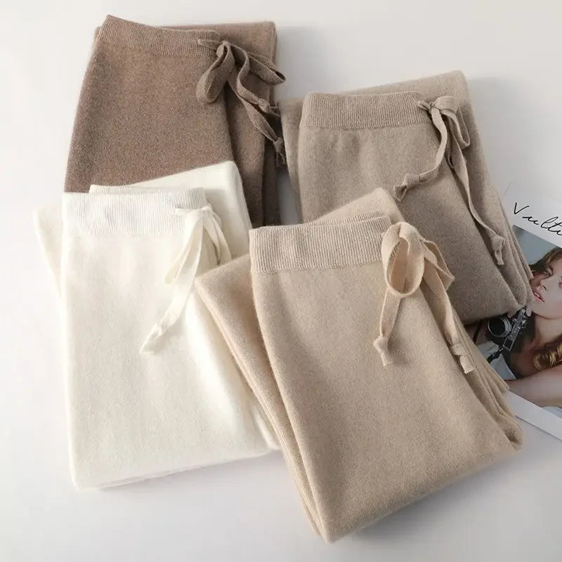 Stretch Cotton Blend Wide-Leg Pants